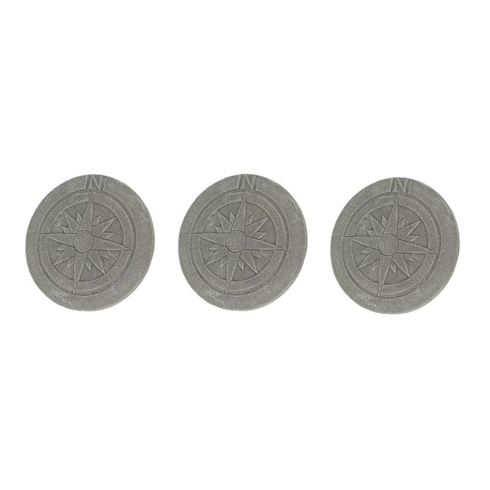 3 Compass Design Natural Gray Finish Round Cement Stepping Stones/Wall Hangings